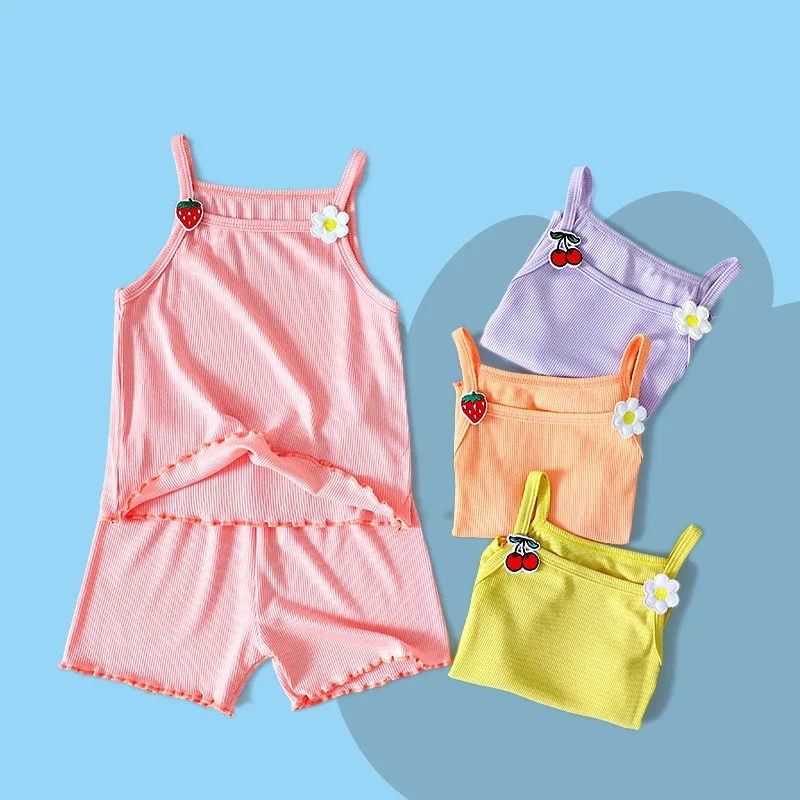 

Girl Clothes Summer Soft Solid Baby Vest and Shorts Baby Clothing 1-5y Clothing Sets Toddler Girl Clothes Costumes for Kids