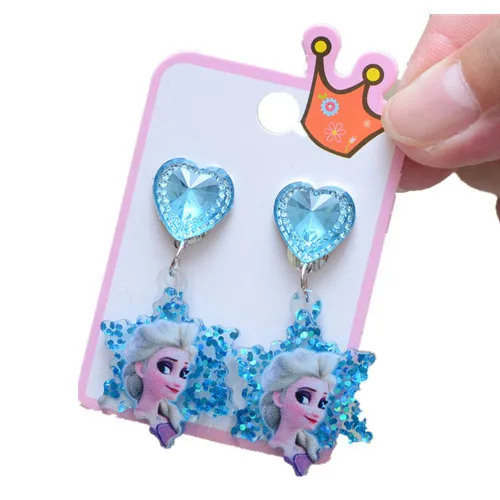 Disney Elsa children's ear clip earrings without pierced cartoon princess series earrings Frozen ear clip little girl accessorie