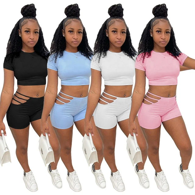 Crop Top Shorts Outfit Matching Set