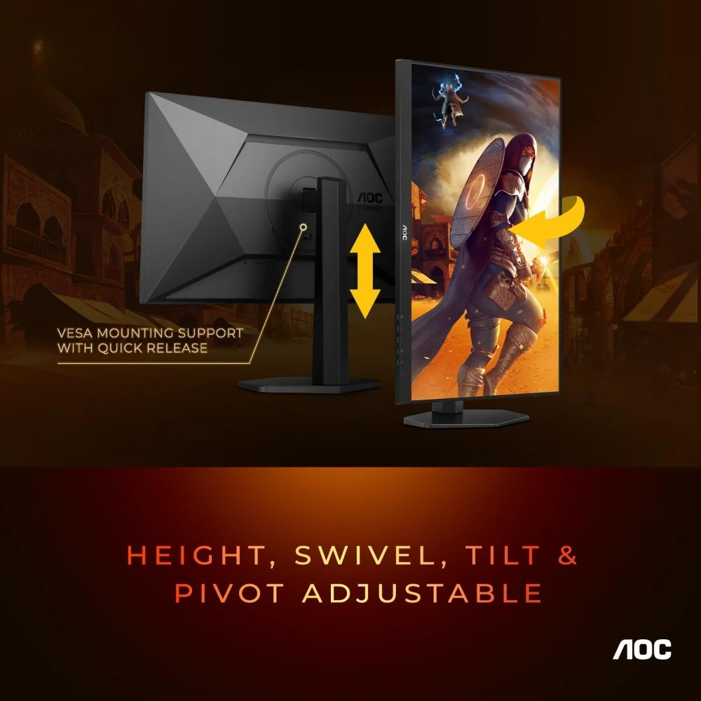 27" Gaming Monitor, 2K QHD 2560x1440, 180Hz 1ms, Adaptive-Sync, Height Adjustable, 2X HDMI 2.0, 1x Display Port