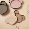 Baby Silicone Suction Plates Cartoon Panda Shaped Children Dining Dishes Anti-slip Tableware BPA Free Baby Feeding Accessories 4