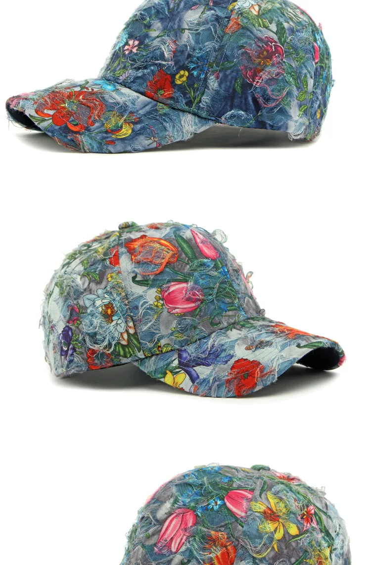 Baseballkappe mit Blumenmuster für Damen, Ethno-Stil, Visier, Sonnenhut, UV-Schutz, Outdoor, lässig, Sport, Stickerei, Snapback-Hut – Detail 7