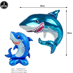 Blue Cartoon Shark Theme Disposable Tableware Set for Kids' Ocean Birthday Party Decor ( Light Yellow)