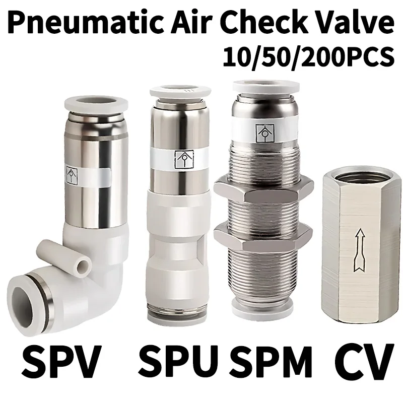 

Brass Pneumatic One Way Check Valve SPU,SPV,SPM Non-Return Valve 4mm 6mm 8mm 10mm 12mm Pipe Tube Fittings for Air Compressor