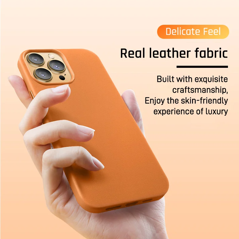 Luxury Leather Magnetic Phone Case with Wireless Charging Animation
