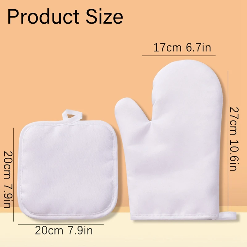 Sublimation Blank Oven Mitts Set Gloves And Sublimation Blank Pot Pad For Kitchen Accessories 4Pcs