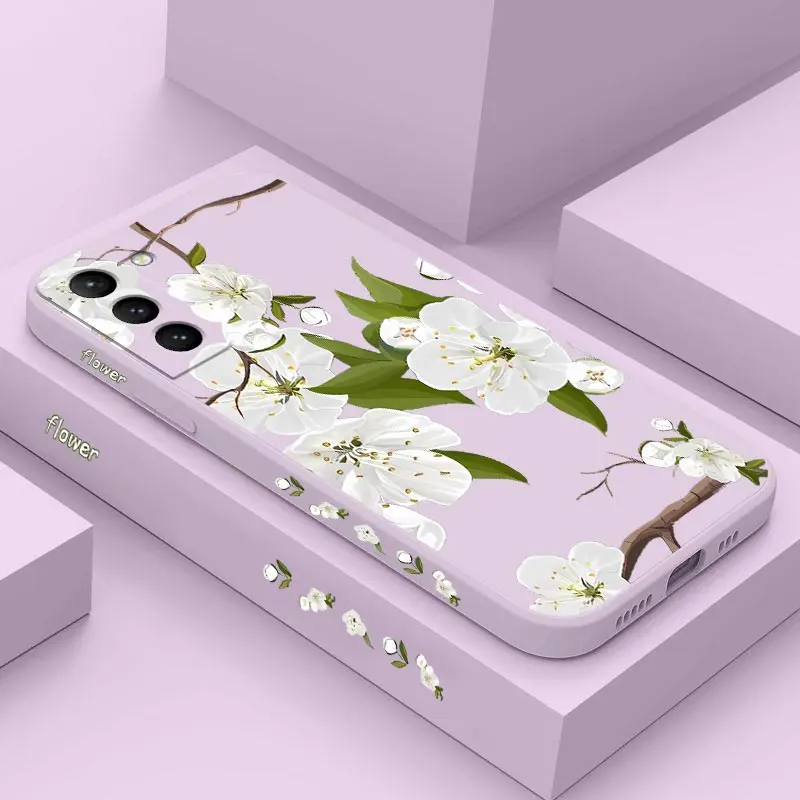 Pure Flower Silicone Phone Case For Samsung S22 S22Plus S22Ultra S23Fe S23Ultra S23 S21Ultra S21 S21Plus S20 S20Fe S20Plus Cover