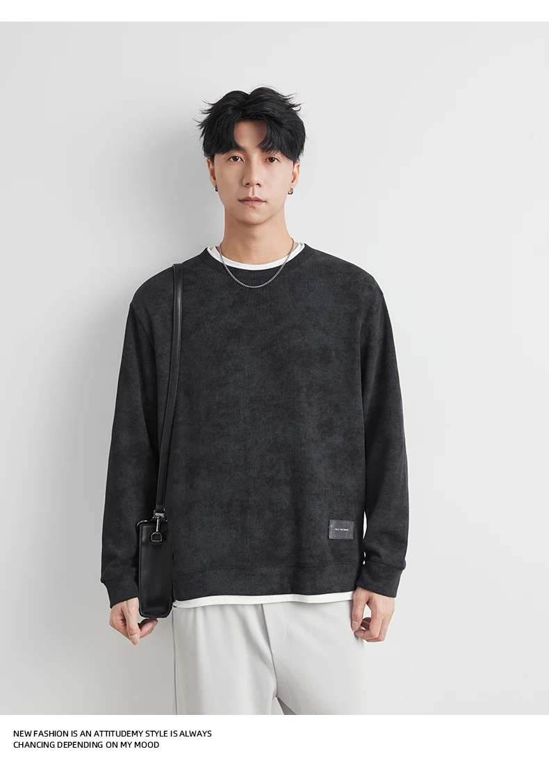 Autumn New Men Round Neck Sweate Loose Versatile Overhead Knitted Shirt Casual Koren Young Men's Pullover Sweatshirt Clothing