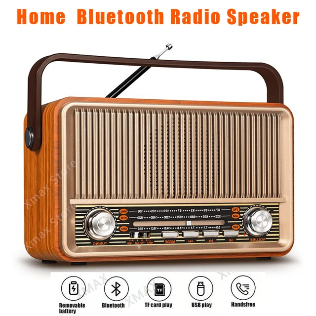 Portable Wooden Retro Bluetooth Radio Fm / Am / Sw Rechargeable Radio Card  Tf Usb Remote Control Bluetooth Speaker - Speakers - AliExpress