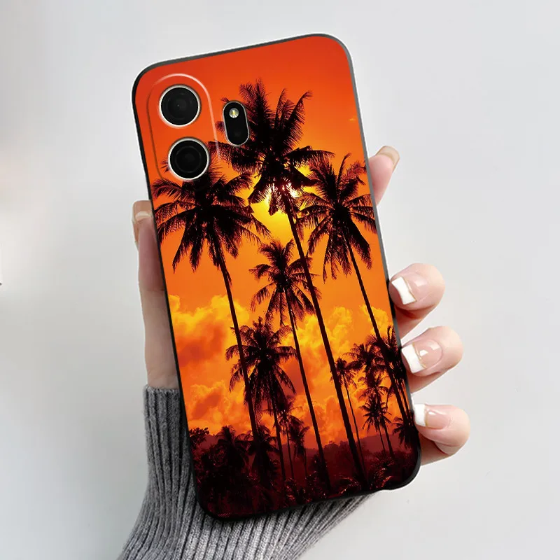 Black Silicone Shockproof Phone Case with Love Moon Pattern - Stylish and Protective Design