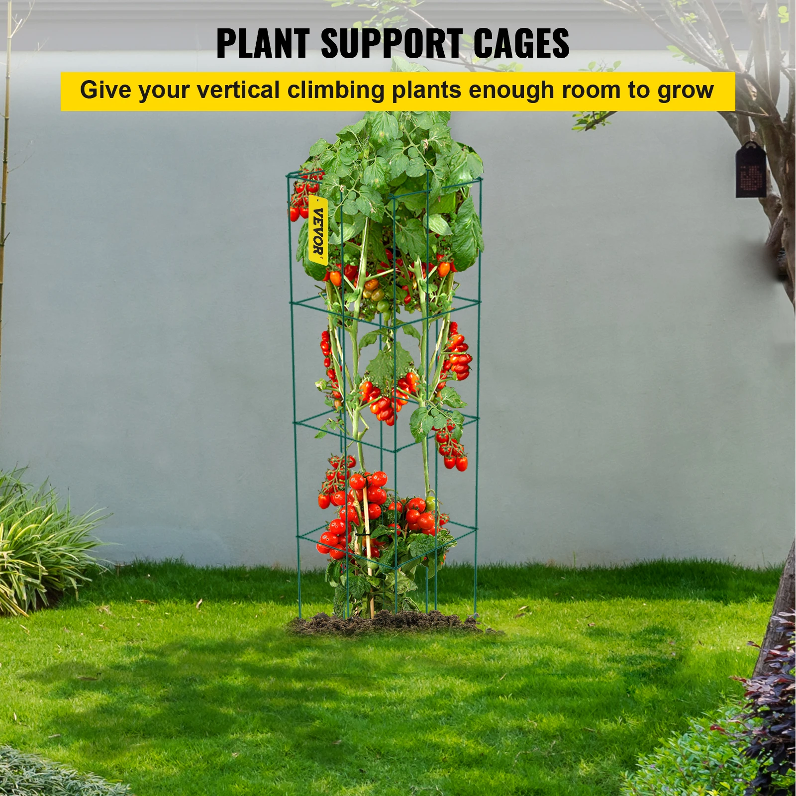 

VEVOR Outdoor Tomato Cages Square Plant Support Cages PVC-Coated Tomato Towers for Climbing Vegetables Plants Flowers Fruits