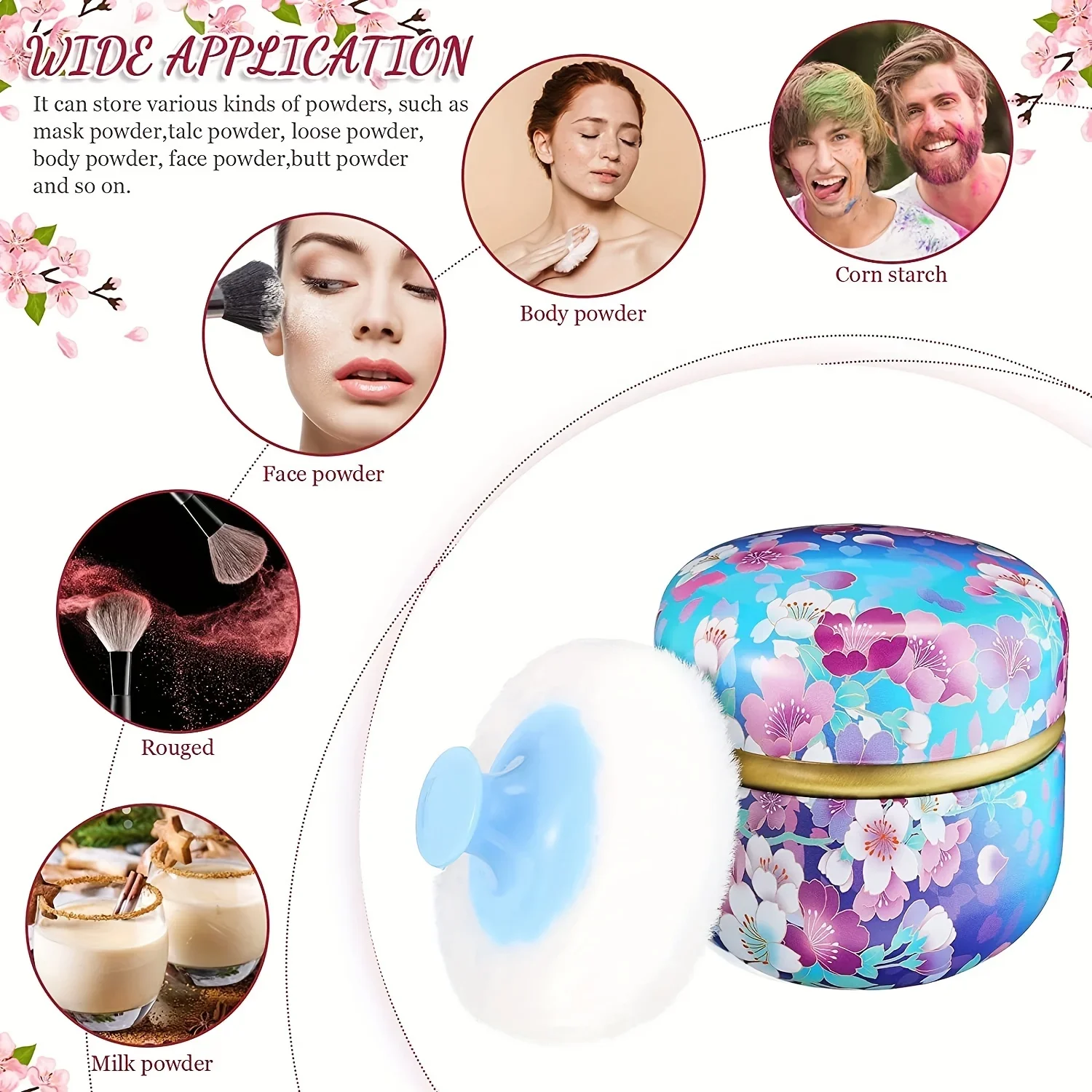 Body Powder Case And Powder Puff With Powder Puff Container Tea Canister Baby Adult Body Talcum Powder Puff Container