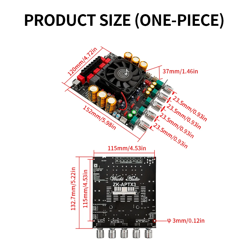 ZK-APTX3 Bt Amplifier Board 2.1 Channel 300W+300W+600W Amplifier Chip Tpa3255 Subwoofer Theater Audio Stereo Equalizer Amp amplifier board