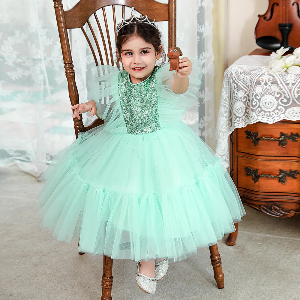 Vestido Largo De Comunión Chic Para Niñas - Tul Bordado, Cinturón Satén, Línea A, Tallas 2 A 12 Años | Vestido Fiesta Niña Flores