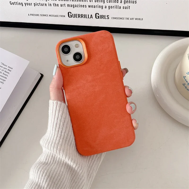 Flannel MagSafe Matte Wireless Charging Phone Case with Microfiber Pattern Protective Shell