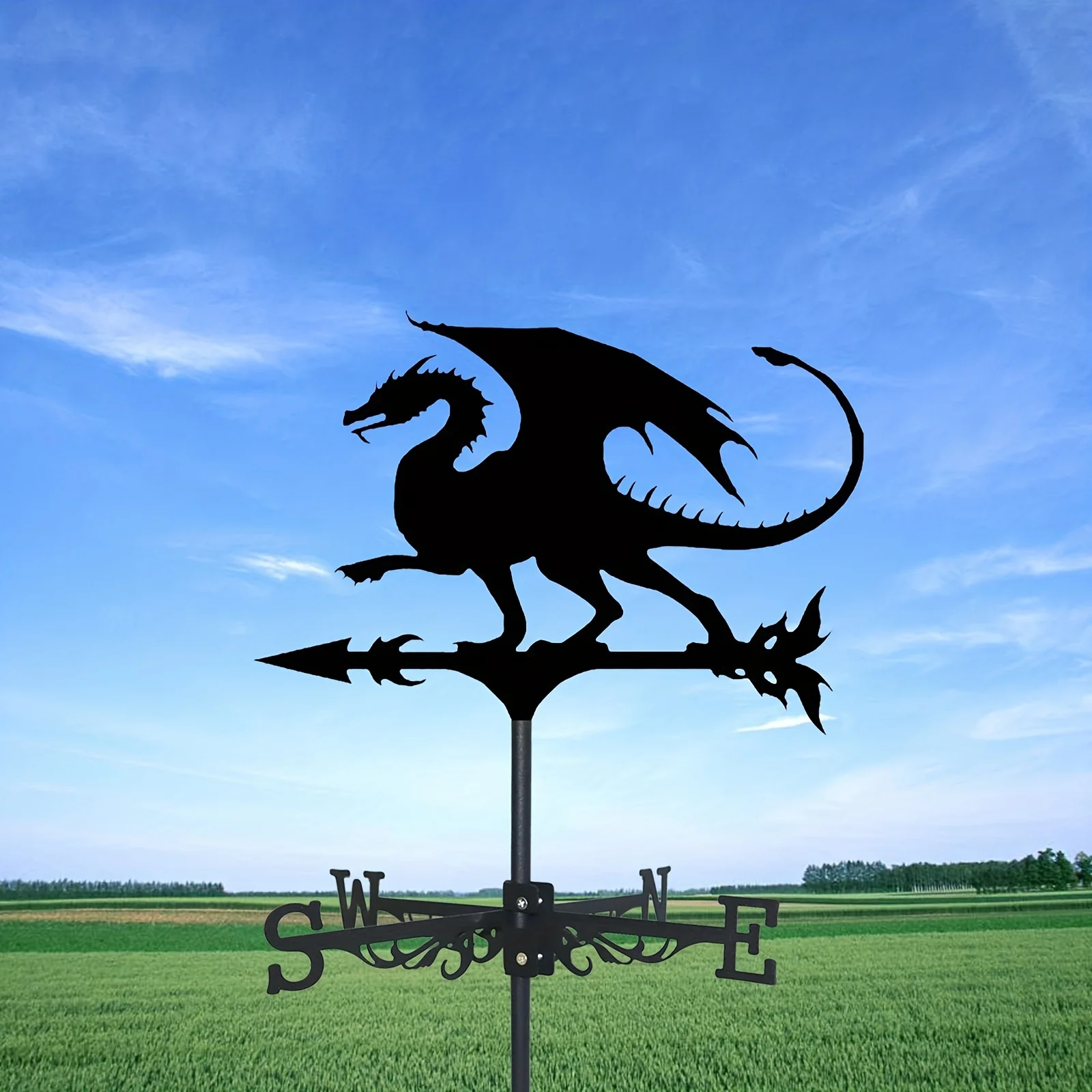 

1pc Weather Vane Flying Dragon Silhouette: Anti-Rust Outdoor Decor Tool For Roof Garden, Garden Shed, Home, Fence Column, Greenh