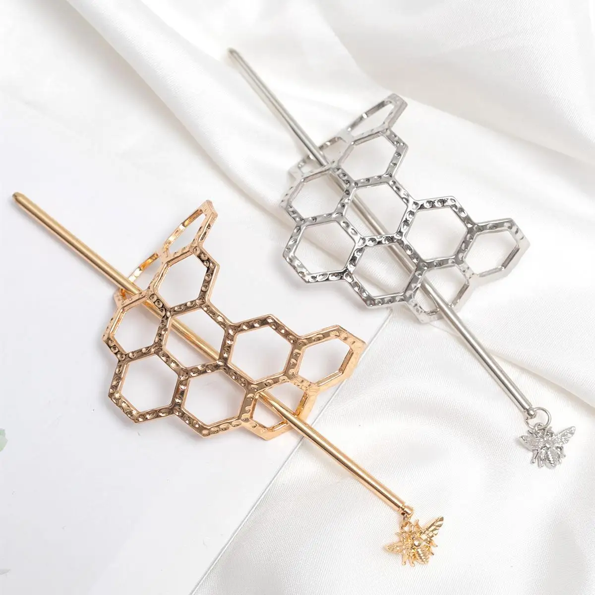 Fermaglio capelli ape e nido d ape in metallo per chignon_voghion.com