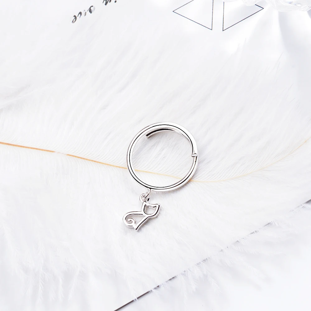 Solid Real Sterling Silver Fine Jewelry Cat Opening Ring - PeticaDeals