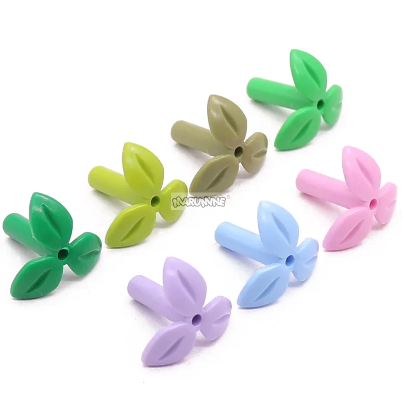 Marumine 50PCS 37695 Leaves MOC Bricks Accessories Parts Build Blocks Plant Stem Bottom Pin Grass Garden Jungle City Pieces Toys 3