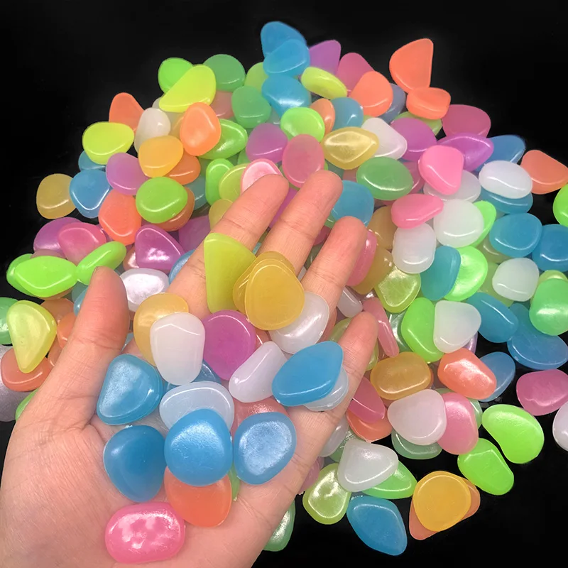 25/50Pcs Luminous Pebbles Stone That Glows in the Dark DIY Home Fish Tank Flower Pot Decor Garden Path Cobblestone Decoration glow stones garden decoration decorative stones