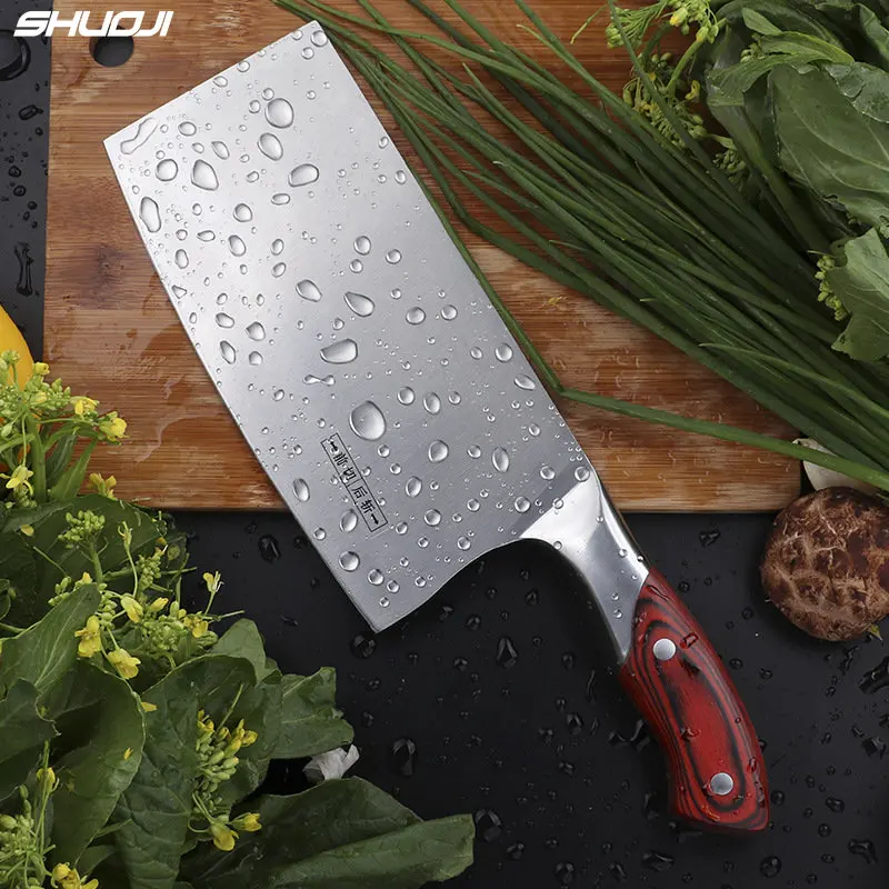 

Chinese Kitchen Knife 4Cr13 High Carbon Cleaver Durable Chef Slicing Chopping Knife Ultra Sharp Blade Color Wood Handle Knives