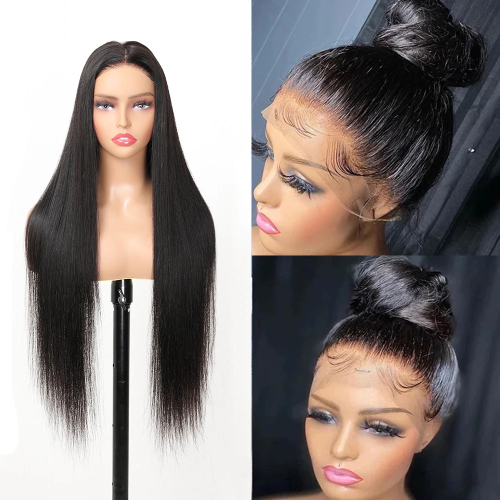 Silk Top Full Lace Human Hair Wig Silky Straight Transparent Lace Remy Hair Wig Silk Base Pre Plucked Glueless for Women