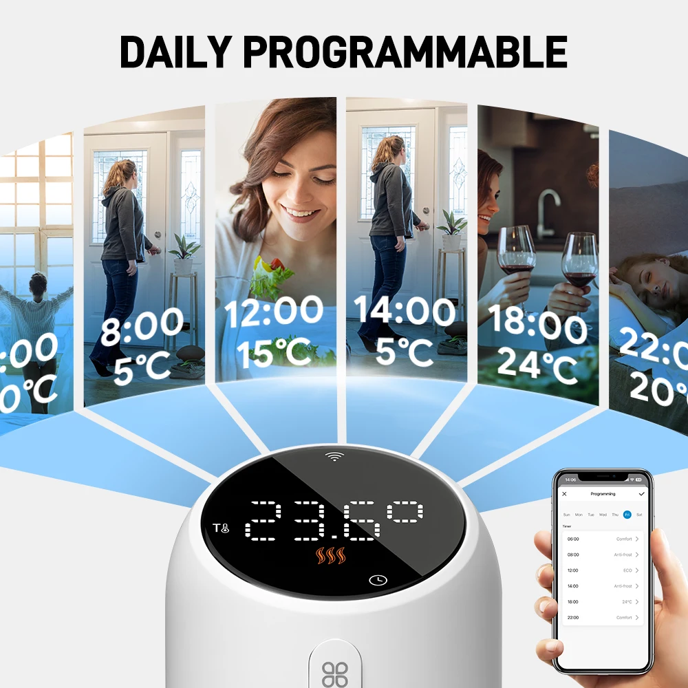 Thermostatic Valve Controller Smart Thermostat Temperature Controller Beok Tuya WIFI Radiator Thermostat Valve Zigbee TRV Temperature Controller Programable Heating with Google Home Alexa