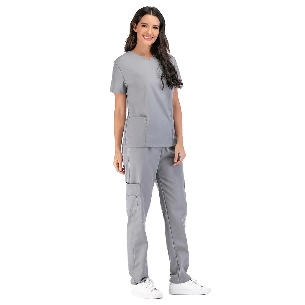 Medical Scrub Tops And Bottoms Hospital Set Doctors Nurses Clothes Dental Clinic Pet Workwear Suits Scrubs Sets