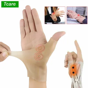 Tcare 자기 치료 손목 손 엄지 지지 장갑, 실리콘 젤 관절염 압력 교정기, 마사지 통증 완화 장갑, 1 개