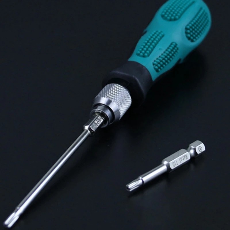 Multifunctional 6.35mm Ratchet Screwdriver 1/4inch HexShank Non Slip Comfortable Handle Screw Driver Bit Holder Durable