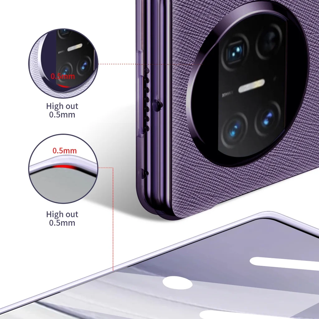 PU Leather Flip Stand Case For Huawei Mate X5 Case Plating Frame Full Protection Shockproof Bumper Back Cover With Tempered Film