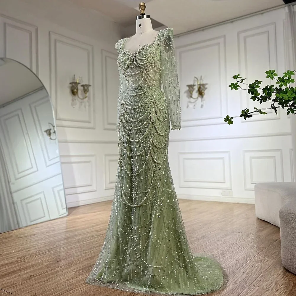 green emerald velvet dress Green Modest A-line Gorgeous Long Women Evening Prom Dresses, Elegant –  bridalsew main image 1
