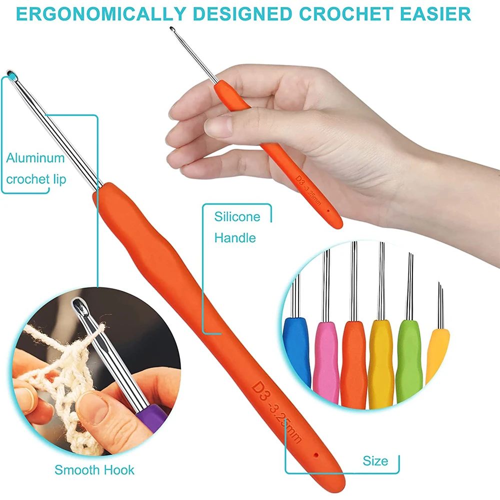 101pcs Crochet Hook Set Ergonomic Crochet Hook Soft Grip Crochet