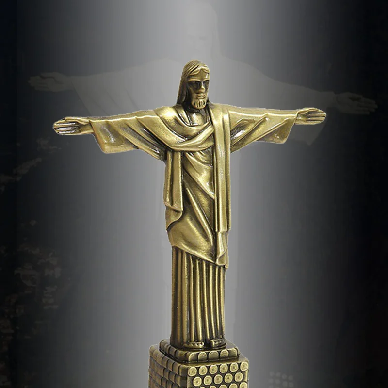 Jesus Beeldje Brazilië Christus De Verlosser Had Standbeeld Bureau Sculptuur Metalen Ambachten Big Ben Wereldberoemd Gebouw Woondecoratie