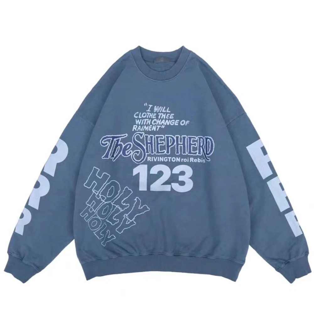 

American Trendy RRR123 Letter Printed Loose Washed Old Sweater, Best Quality Autumn/Winter New Limited Edition
