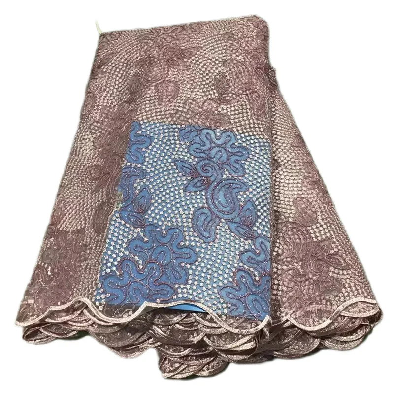 

5 ярдов, новинка, Лидер продаж, французское кружево с бусинами, высококачественный африканский тюль, шнур, Кружевная Сетка, вышитая ткань для свадьбы 16L6304