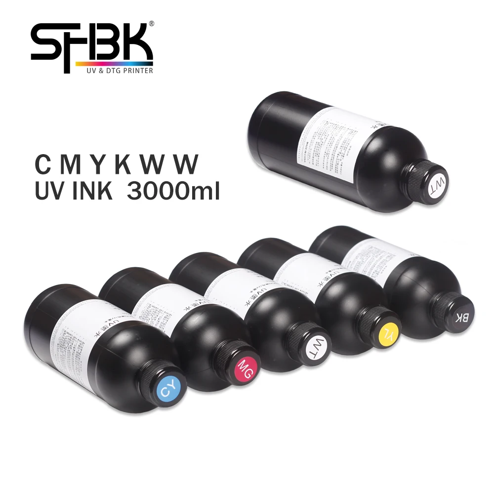 UV Ink 5 bottles 1 set kit 1250ML/2500ML for flatbed printer Used in EPSON DX5 DX7 DX11 TX800 XP600 L1800 L805 R1390 Printhead printer uv ink