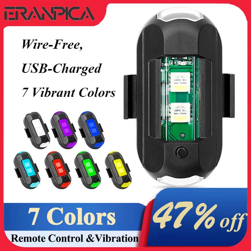 

7 Colors Motorcycle Lights Drone Strobe USB LED Rechargeable Bike Flashing Tail Light Aircraft Night Mini Warning Signal Light