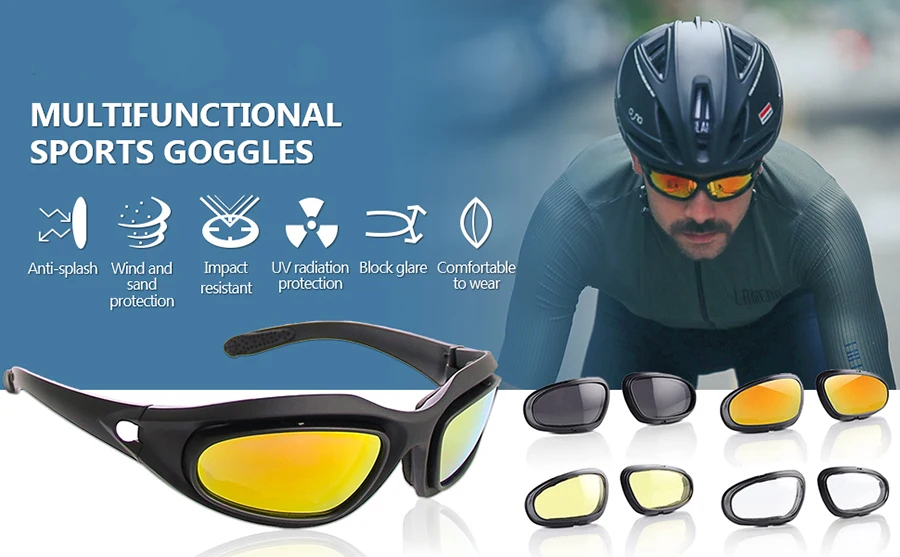 Motorrad Reiten Sonnenbrille Anti-Fog Polarisierte Austauschbare Linse Sonnenbrille Schießen Radfahren Wandern Arbeit Polsterung Brille – Detail 2