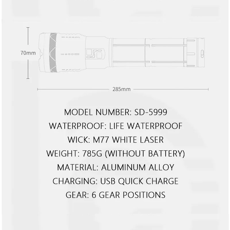 Laser Torch T6 LED Strong Powerful Flashlight Type-C Rechargeable 24000mAh/11200mAh Torch 100W Home Outdoor High Power Zoom Torc