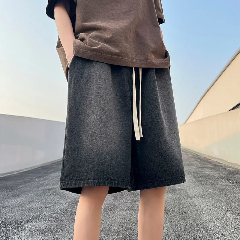 2024 fashion Summer New Trendy Versatile Casual Washed Denim Short Pants for Men Denim shorts men's clothing