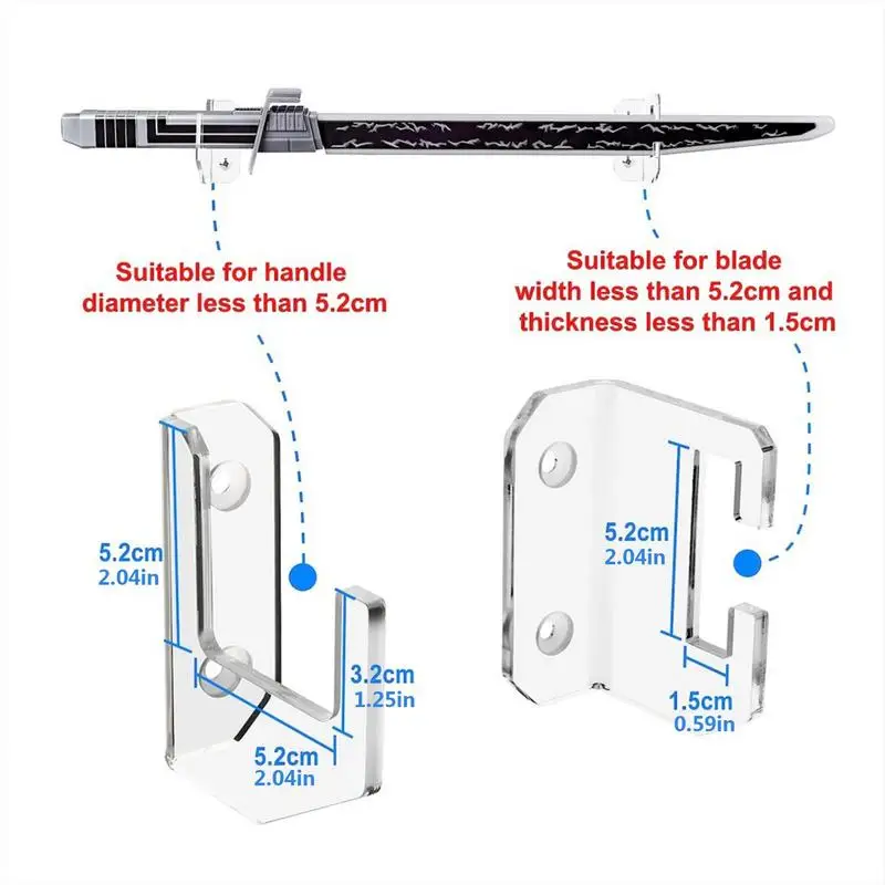 Swords Display Hanger Horizontal Lightsaber Stand Wall Mount Swords Wall Holder Lightsaber Wall Stand Clear Acrylic Display Rack 2