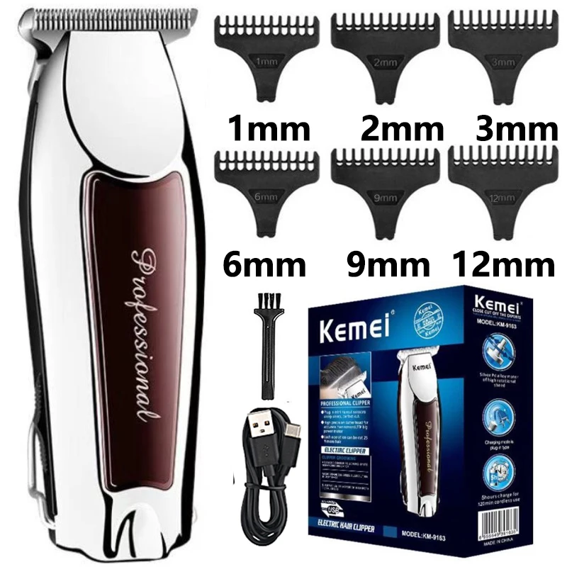 Kemei Hair Cutting Machine Electric Hair Trimmers Beard Shaver For Men USB Rechargeable Haircut Barber KM-9163
