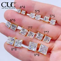 CUC 3-10MM Hip Hop Baguette CZ Stud Earrings With Screw Back AAA Zircon Men Women Square Earrings Trend Wedding Jewelry Gift 1