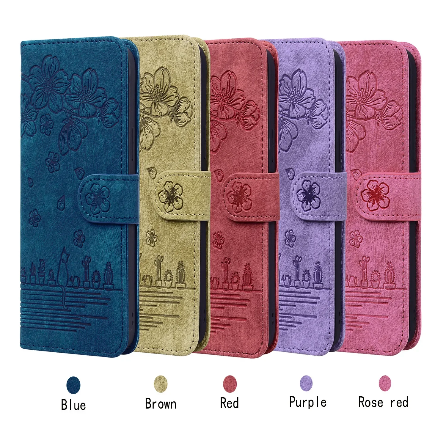 Leather Flip Phone Case with Magnetic Shockproof Wallet and Stand Feature