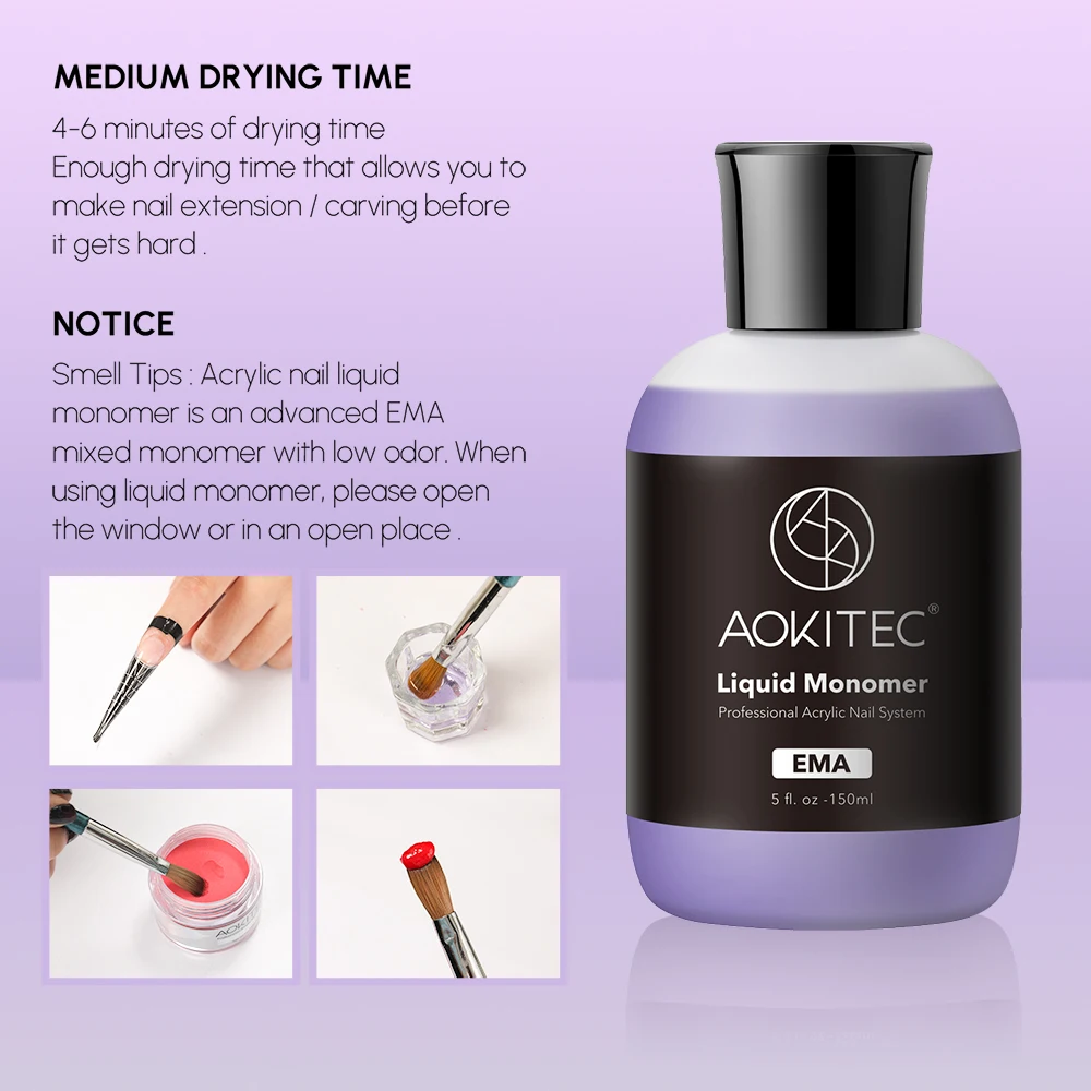 Aokitec 150ML EMA Monomer Nail Acrylic Crystal Liquid For Acrylic Powder Manicure Extension Carving Art DIY Extension Nails 2