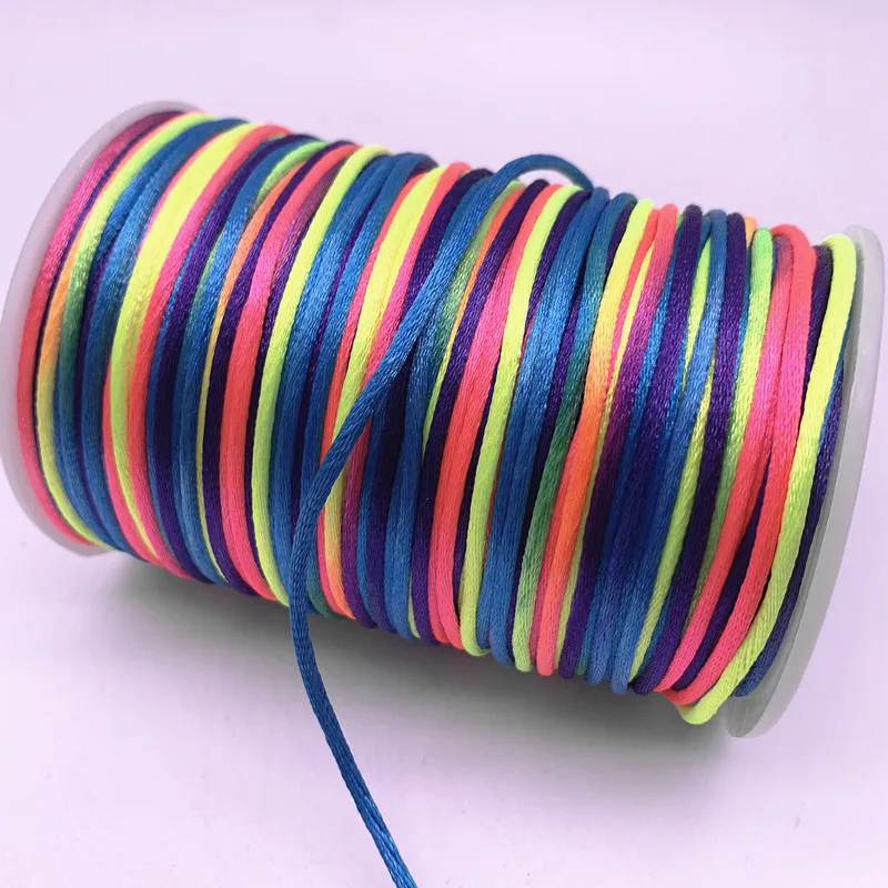 Cord 5yards 2.0mm Gradual Change Colourful Chinese Knot Line Silk Satin Nylon DIY Handmade Knitting String