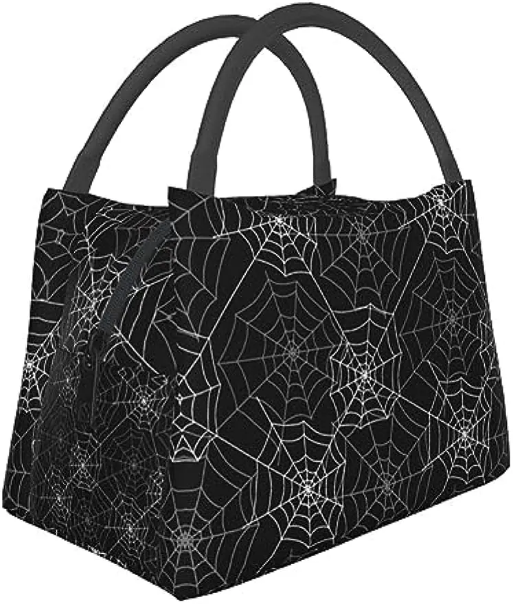 

Gothic Cobweb Lunch Bag Moon and Sun Lunch Box Portable Travel Work Large Capacity Tote Bag for Women Men Halloween Bags
