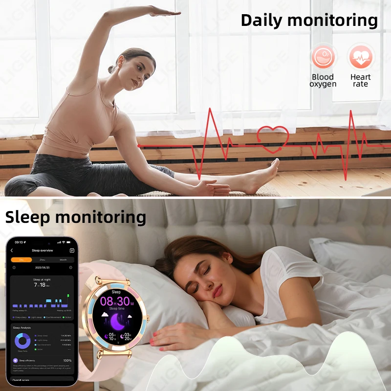 LIGE 2025 New Women Smartwatch Bluetooth Call Lady Watches Sport Waterproof Heart Rate Sleep Smart Watch For Women Present Gift
