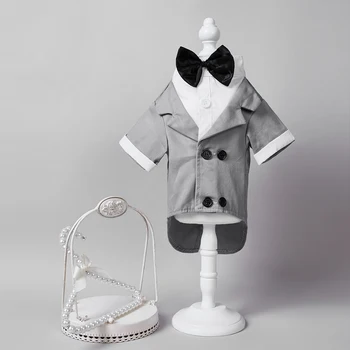 Pet Wedding Suit Formal Tuxedo with Black Bow Tie